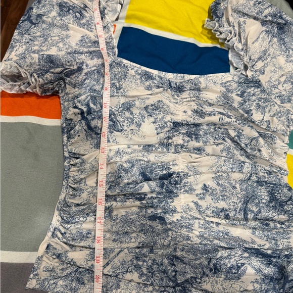 SHEIN Blue and White Ruched Blouse - Picture 3 of 13